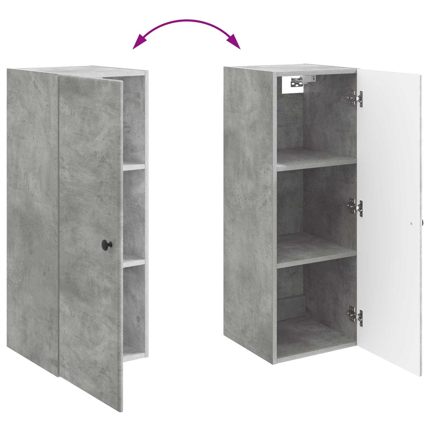 vidaXL Wall-Mounted Cabinet Concrete Grey 33 x 34.5 x 90 cm