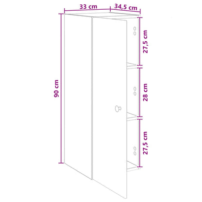 vidaXL Wall-Mounted Cabinet 33 x 34.5 x 90 cm Engineered Wood
