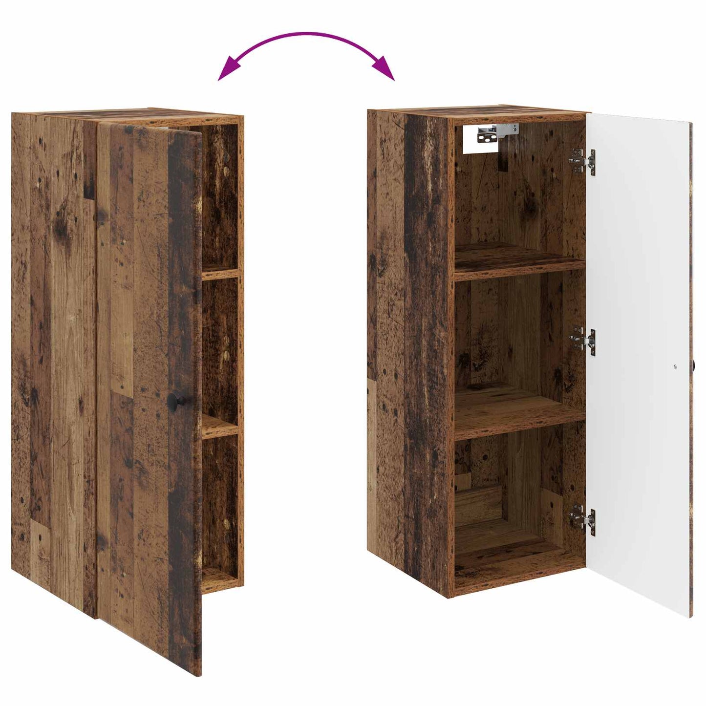 vidaXL Wall-Mounted Cabinet Old Wood 33 x 34.5 x 90 cm Engineered Wood