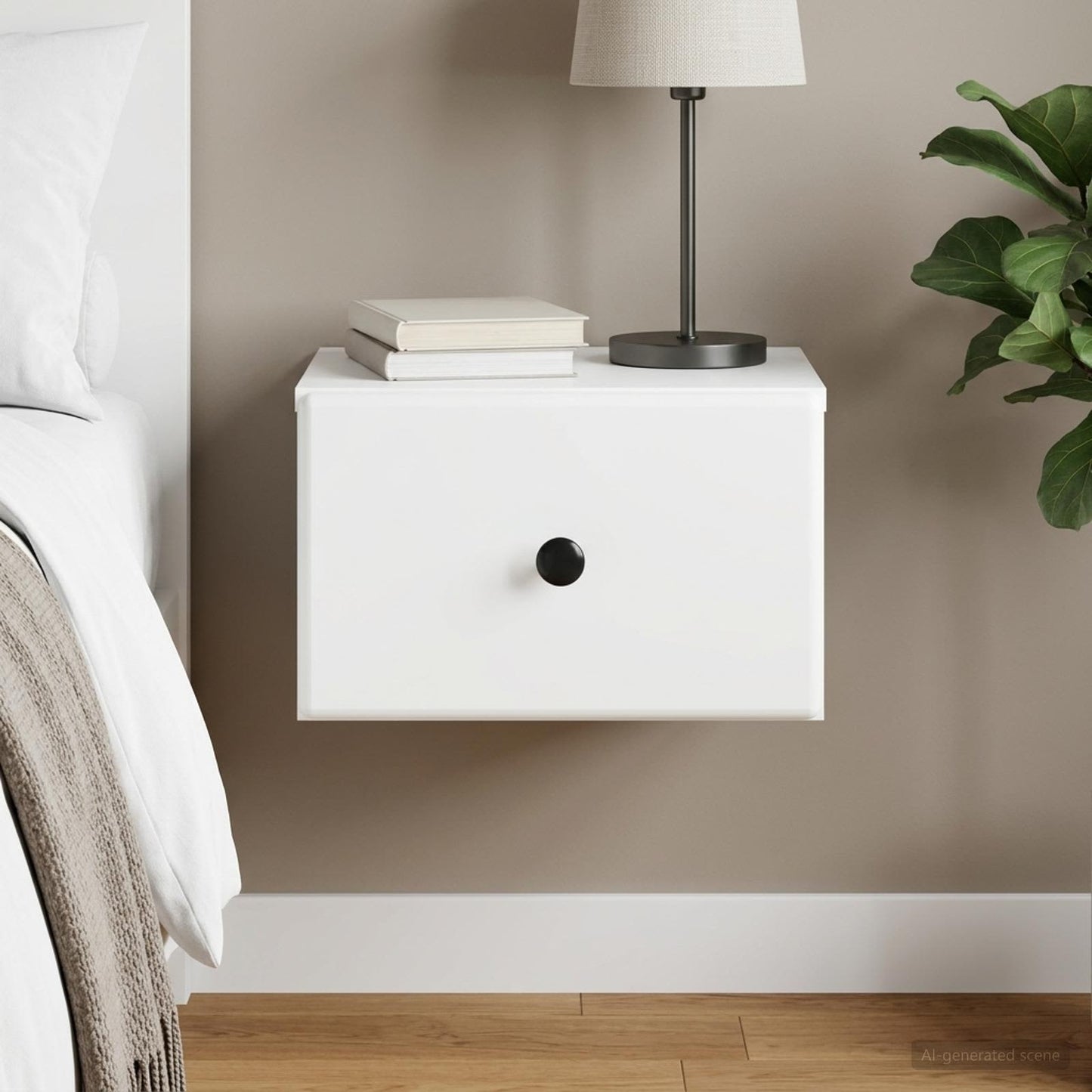 vidaXL Wall-Mounted Bedside Cabinet White 34.5 x 33 x 20 cm
