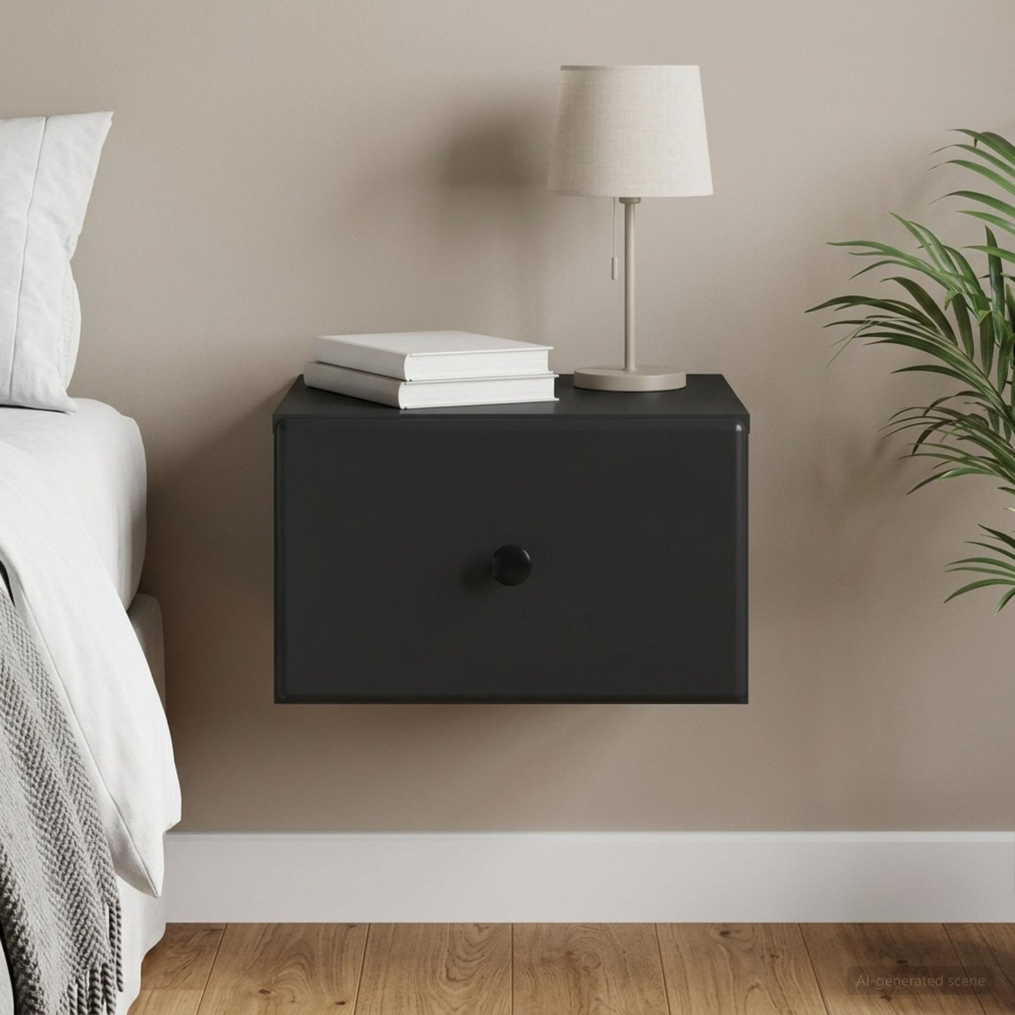 vidaXL Wall-Mounted Bedside Cabinet Black 34.5 x 33 x 20 cm