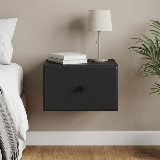 vidaXL Wall-Mounted Bedside Cabinet Black 34.5 x 33 x 20 cm