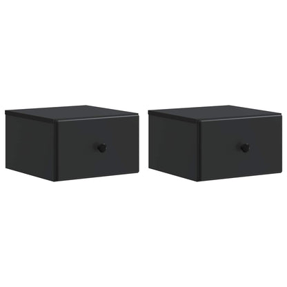 vidaXL Wall-Mounted Bedside Cabinet 2 pcs Black 34.5 x 33 x 20 cm
