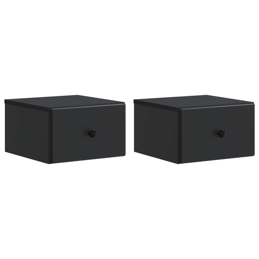 vidaXL Wall-Mounted Bedside Cabinet 2 pcs Black 34.5 x 33 x 20 cm