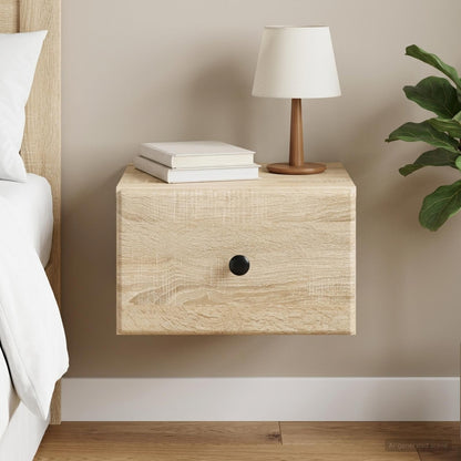 vidaXL Wall-Mounted Bedside Cabinet Sonoma Oak 34.5 x 33 x 20 cm