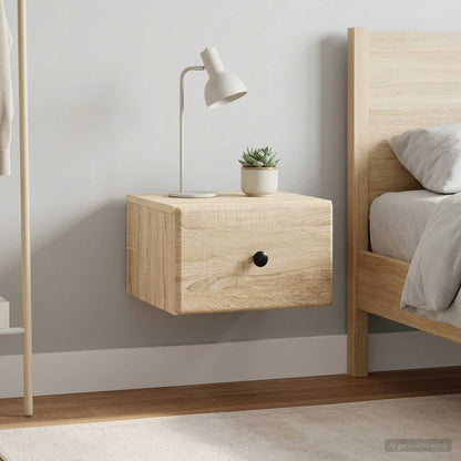 vidaXL Wall-Mounted Bedside Cabinet 2 pcs Sonoma Oak 34.5 x 33 x 20 cm