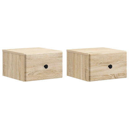 vidaXL Wall-Mounted Bedside Cabinet 2 pcs Sonoma Oak 34.5 x 33 x 20 cm