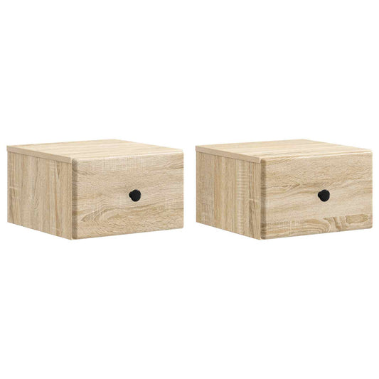 vidaXL Wall-Mounted Bedside Cabinet 2 pcs Sonoma Oak 34.5 x 33 x 20 cm