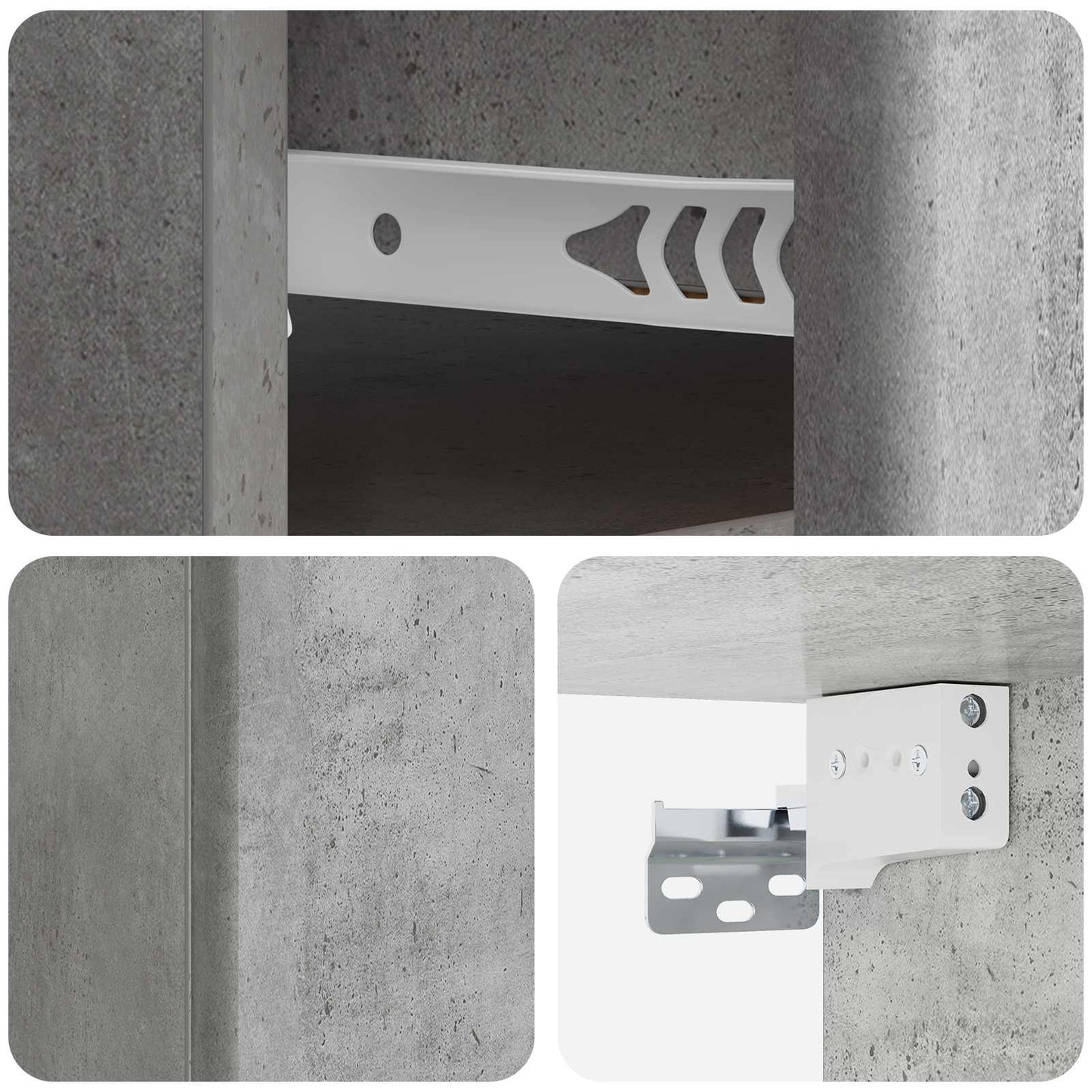 vidaXL Wall-Mounted Bedside Cabinet Concrete Grey 34.5 x 33 x 20 cm