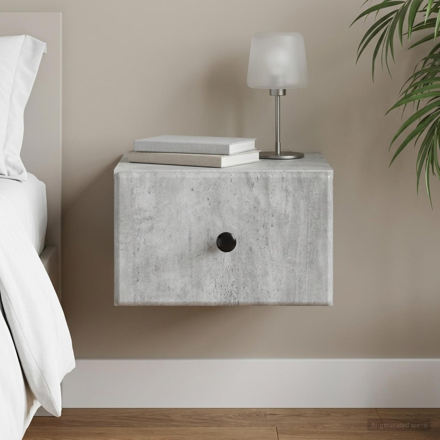 vidaXL Wall-Mounted Bedside Cabinet Concrete Grey 34.5 x 33 x 20 cm