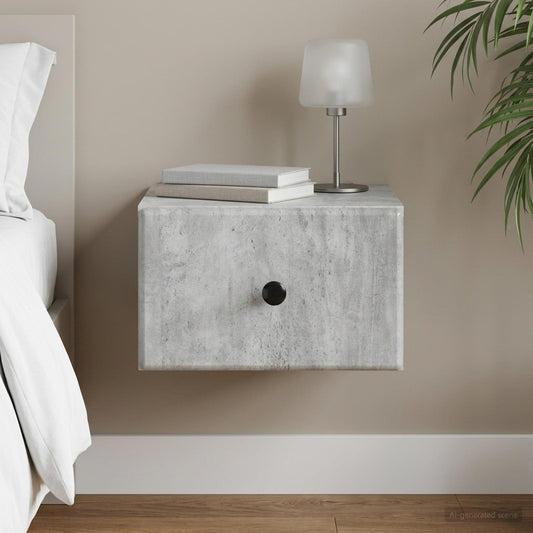 vidaXL Wall-Mounted Bedside Cabinet Concrete Grey 34.5 x 33 x 20 cm
