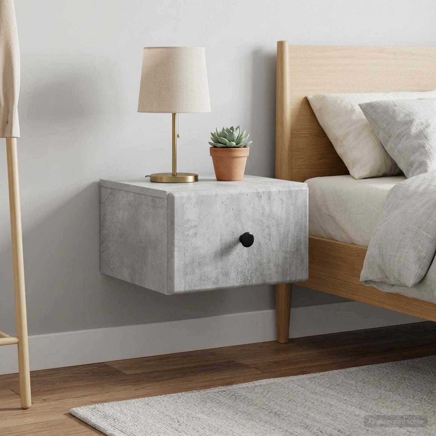 vidaXL Wall-Mounted Bedside Cabinet with Drawer 2 pcs Concrete Grey