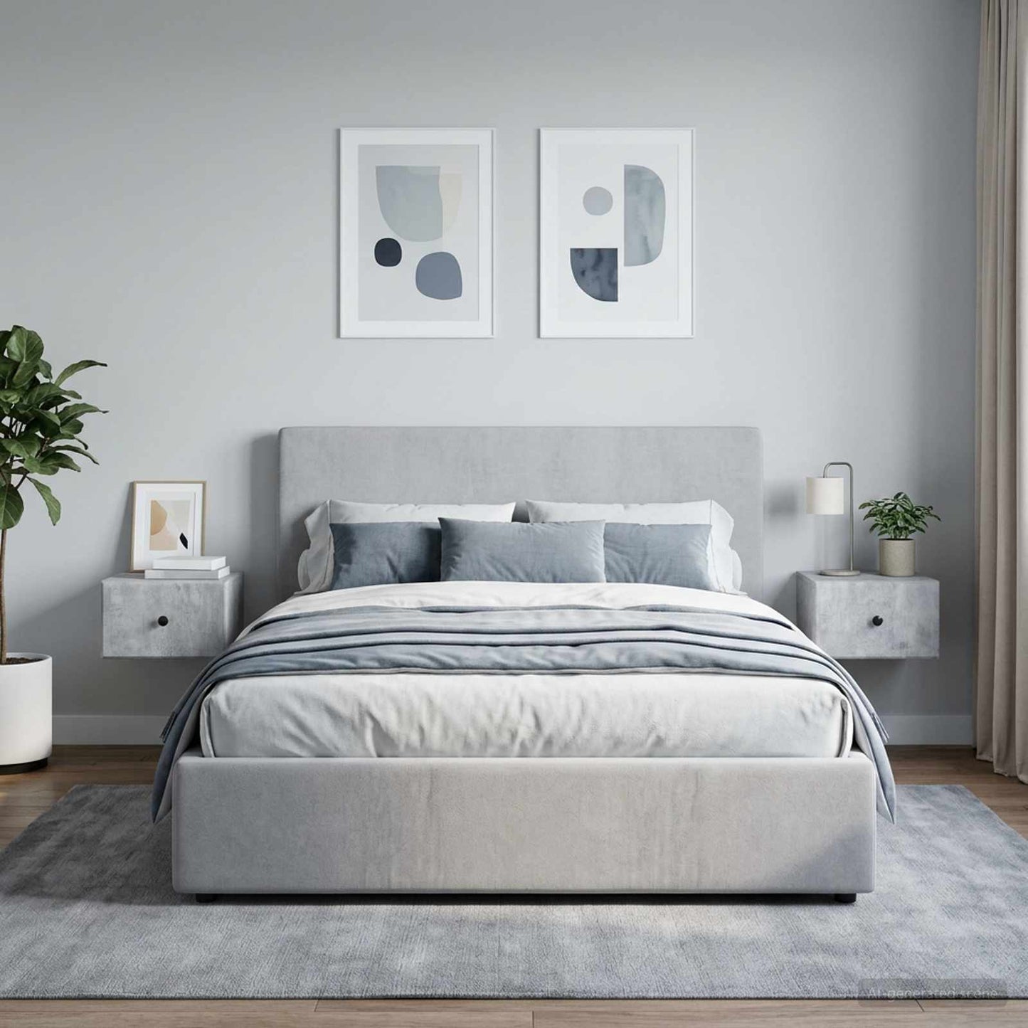 vidaXL Wall-Mounted Bedside Cabinet with Drawer 2 pcs Concrete Grey