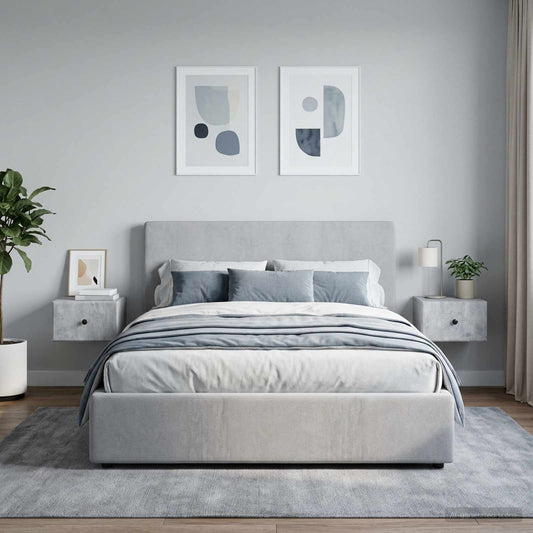 vidaXL Wall-Mounted Bedside Cabinet with Drawer 2 pcs Concrete Grey