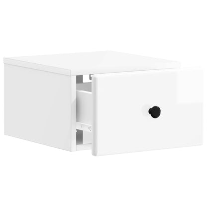 vidaXL Wall-Mounted Bedside Cabinet High Gloss White 34.5 x 33 x 20 cm