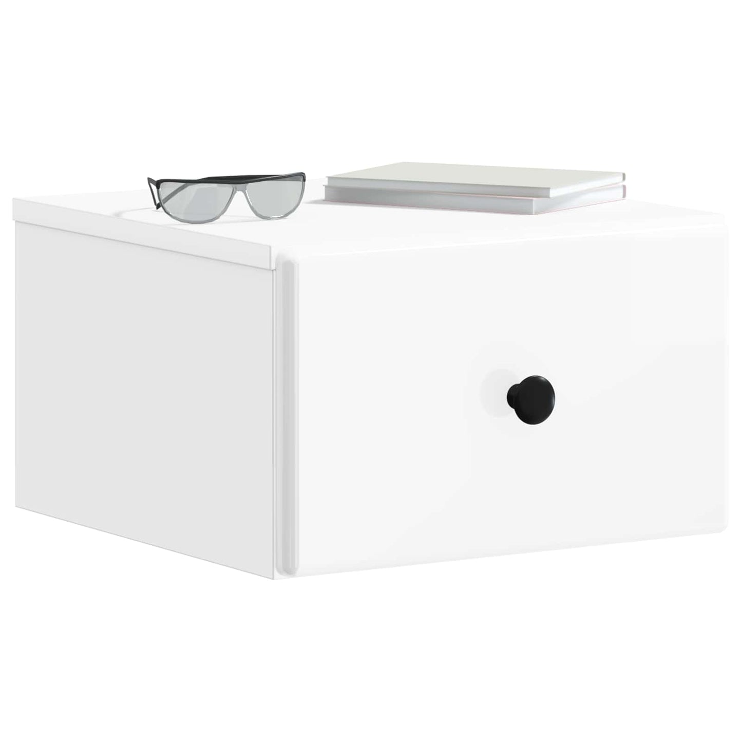 vidaXL Wall-Mounted Bedside Cabinet High Gloss White 34.5 x 33 x 20 cm