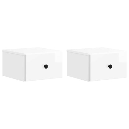 vidaXL Wall-Mounted Bedside Cabinet with Drawer 2 pcs High Gloss White