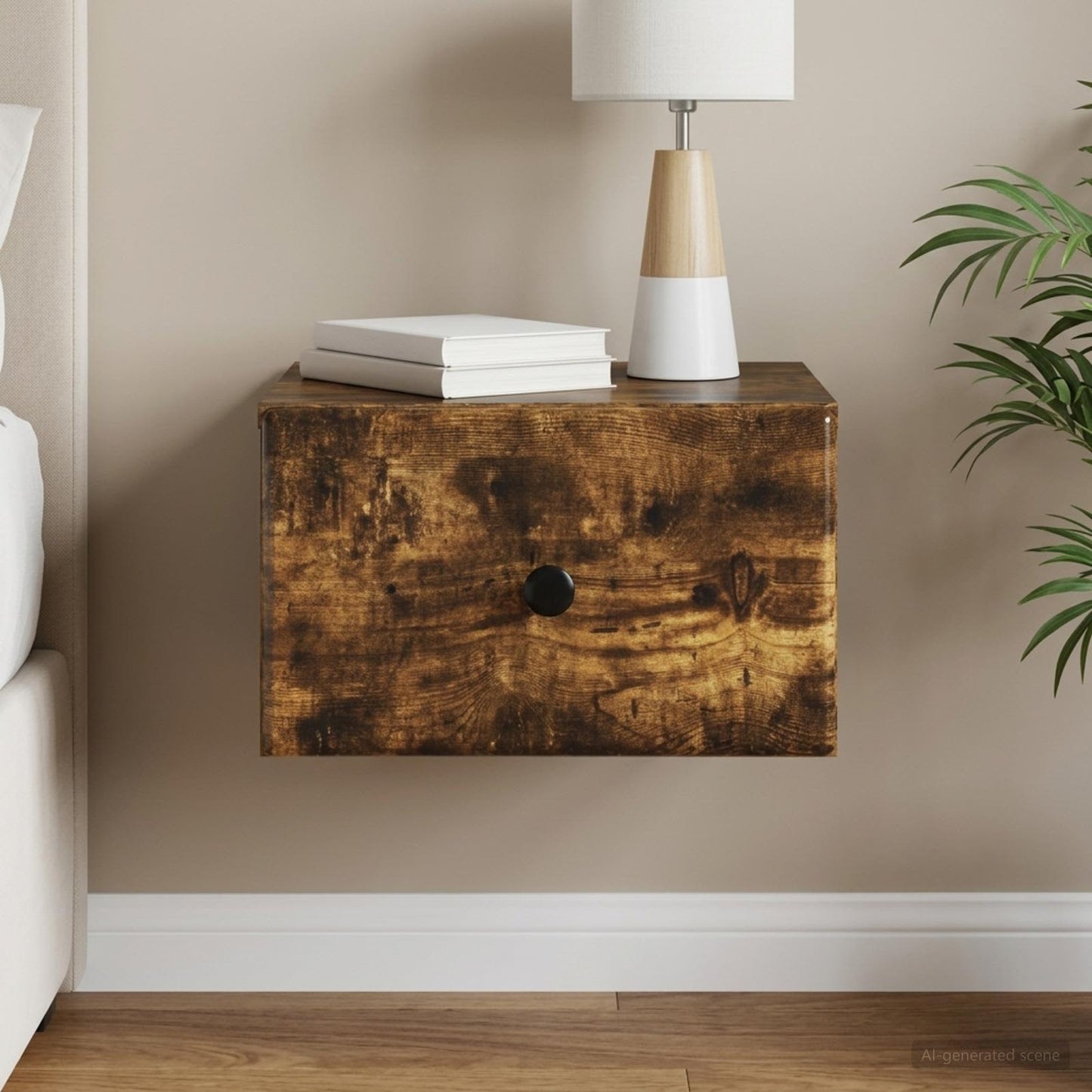 vidaXL Wall-Mounted Bedside Cabinet Smoked Oak 34.5 x 33 x 20 cm