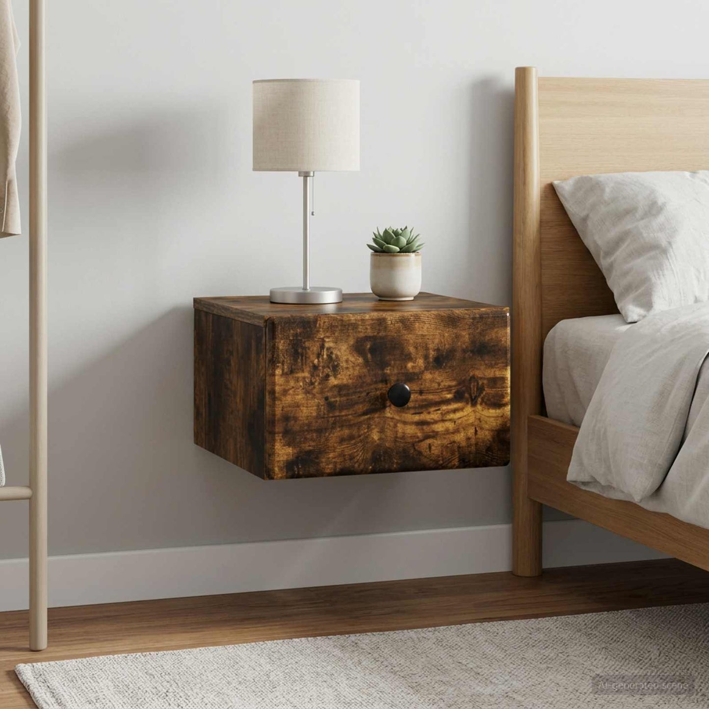 vidaXL Wall-Mounted Bedside Cabinet 2 pcs Smoked Oak 34.5 x 33 x 20 cm