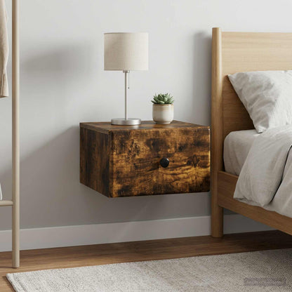 vidaXL Wall-Mounted Bedside Cabinet 2 pcs Smoked Oak 34.5 x 33 x 20 cm