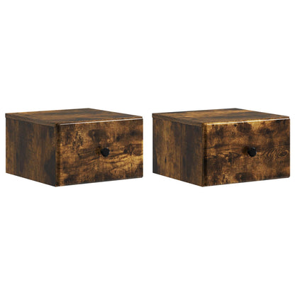 vidaXL Wall-Mounted Bedside Cabinet 2 pcs Smoked Oak 34.5 x 33 x 20 cm