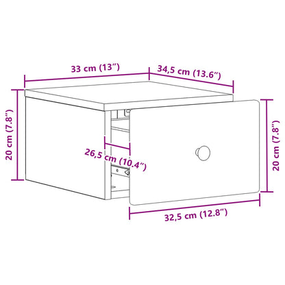 vidaXL Wall-Mounted Bedside Cabinet 2 pcs Smoked Oak 34.5 x 33 x 20 cm