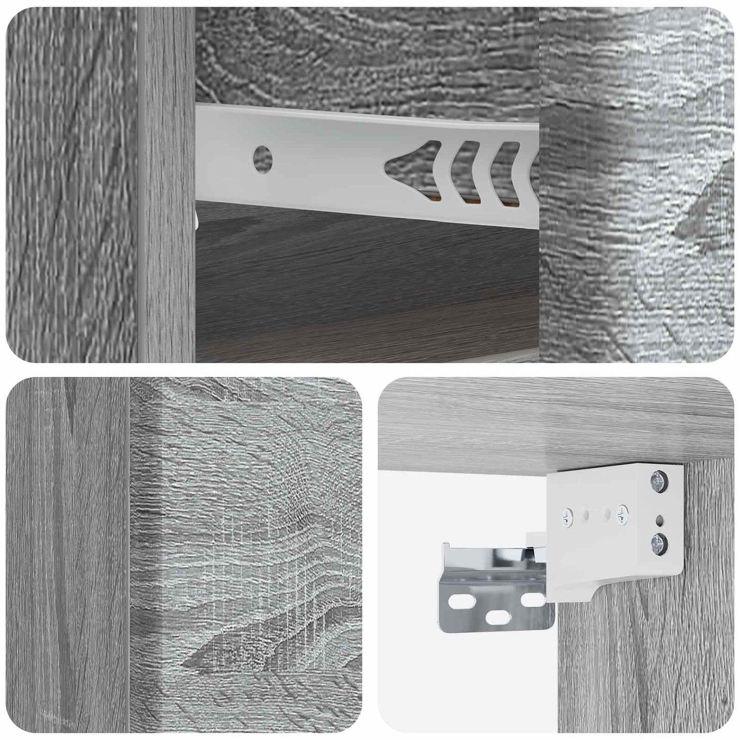 vidaXL Wall-Mounted Bedside Cabinet Grey Sonoma 34.5 x 33 x 20 cm