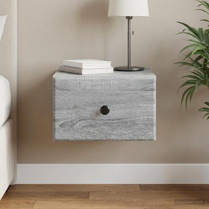 vidaXL Wall-Mounted Bedside Cabinet Grey Sonoma 34.5 x 33 x 20 cm
