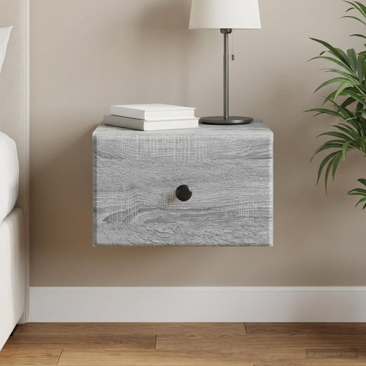 vidaXL Wall-Mounted Bedside Cabinet Grey Sonoma 34.5 x 33 x 20 cm