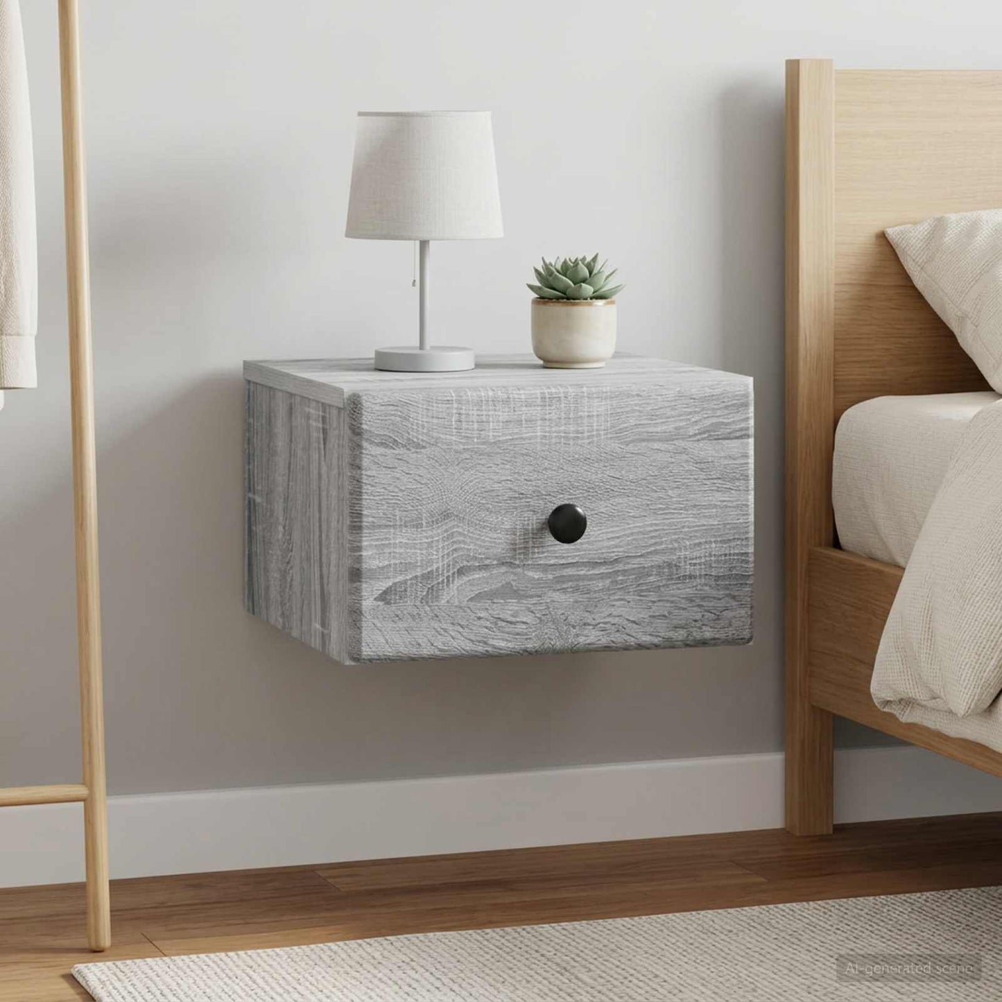 vidaXL Wall-Mounted Bedside Cabinet 2 pcs Grey Sonoma Engineered Wood