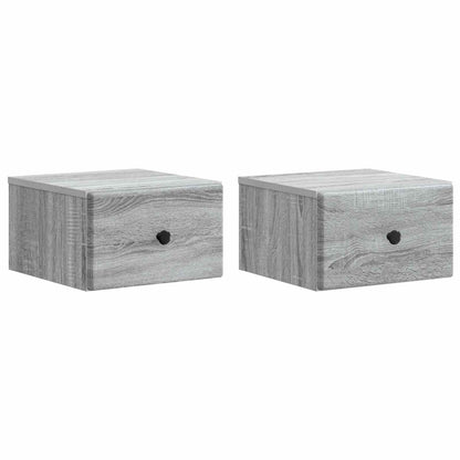 vidaXL Wall-Mounted Bedside Cabinet 2 pcs Grey Sonoma
