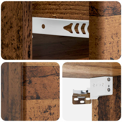 vidaXL Wall-Mounted Bedside Cabinet Old Wood 34.5 x 33 x 20 cm
