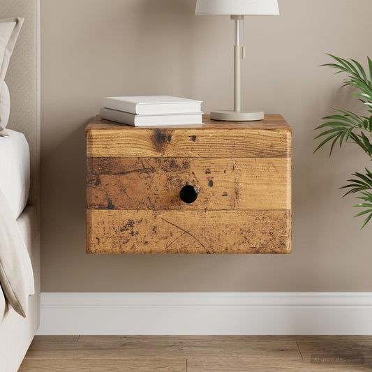 vidaXL Wall-Mounted Bedside Cabinet Old Wood 34.5 x 33 x 20 cm