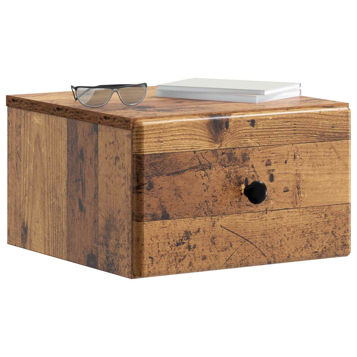 vidaXL Wall-Mounted Bedside Cabinet Old Wood 34.5 x 33 x 20 cm