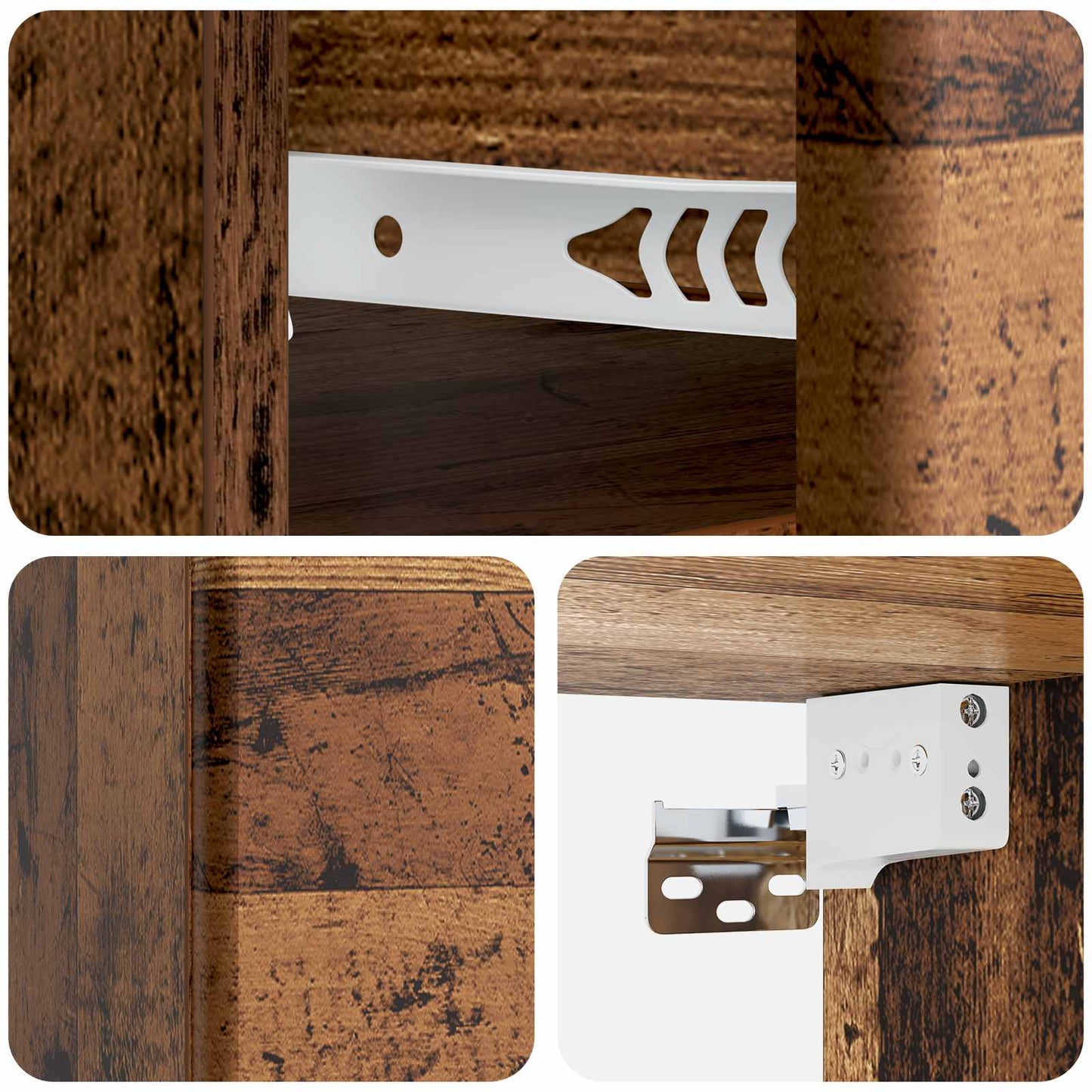 vidaXL Wall-Mounted Bedside Cabinet 2 pcs Old Wood 34.5 x 33 x 20 cm