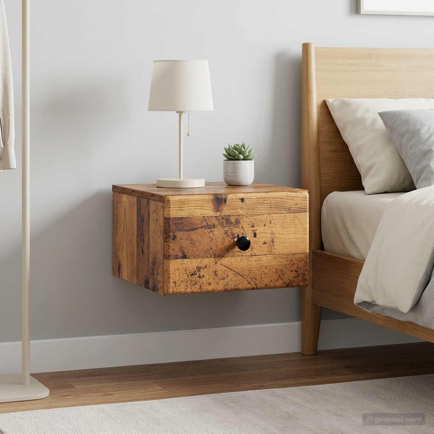 vidaXL Wall-Mounted Bedside Cabinet 2 pcs Old Wood 34.5 x 33 x 20 cm