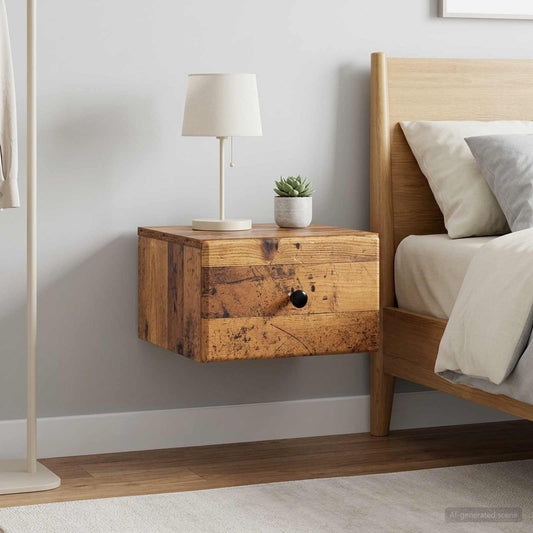 vidaXL Wall-Mounted Bedside Cabinet 2 pcs Old Wood 34.5 x 33 x 20 cm