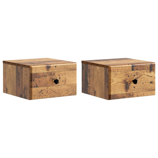 vidaXL Wall-Mounted Bedside Cabinet 2 pcs Old Wood 34.5 x 33 x 20 cm
