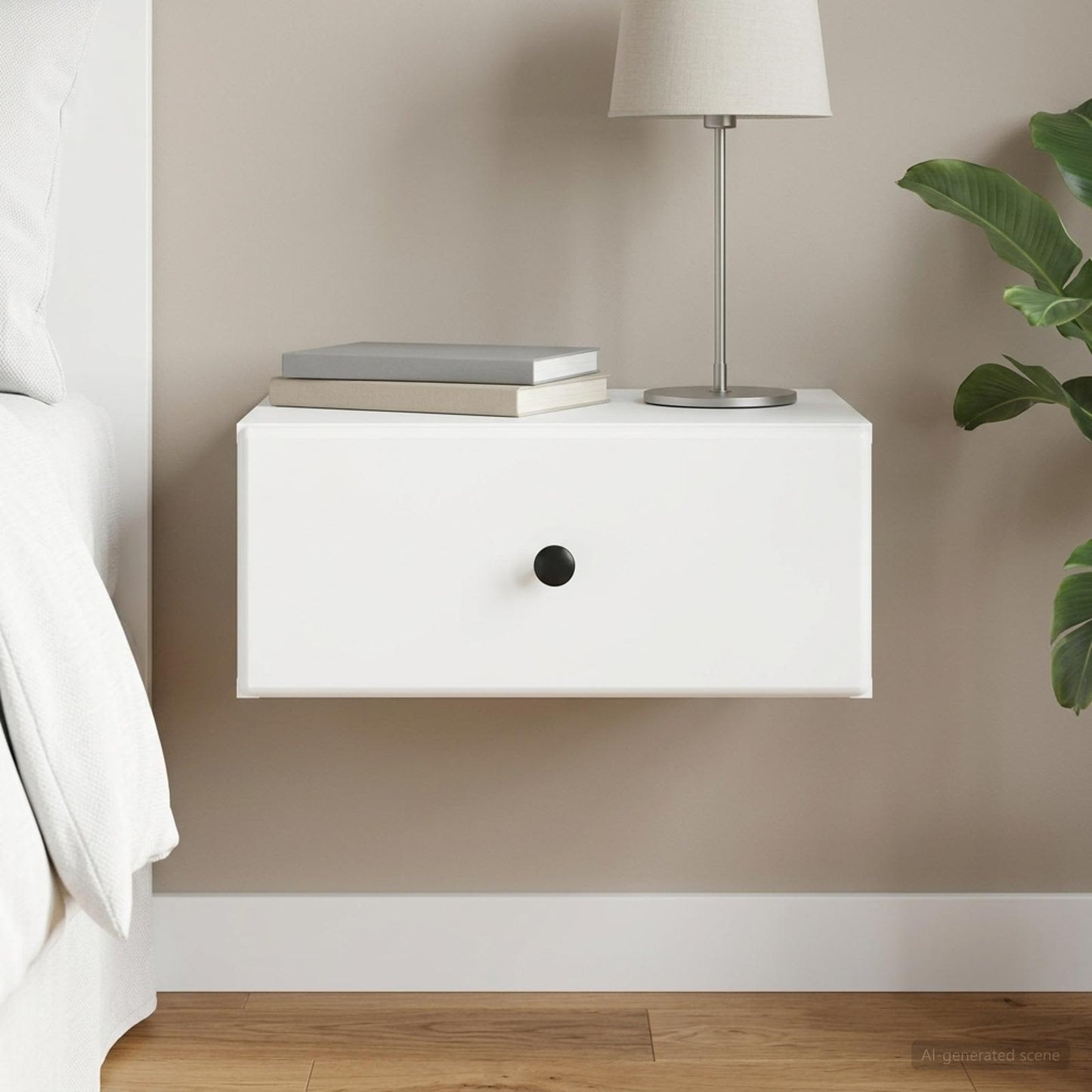 vidaXL Wall-Mounted Bedside Cabinet White 49 x 34.5 x 20 cm