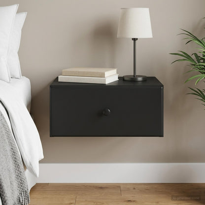 vidaXL Wall-Mounted Bedside Cabinet Black 49 x 34.5 x 20 cm