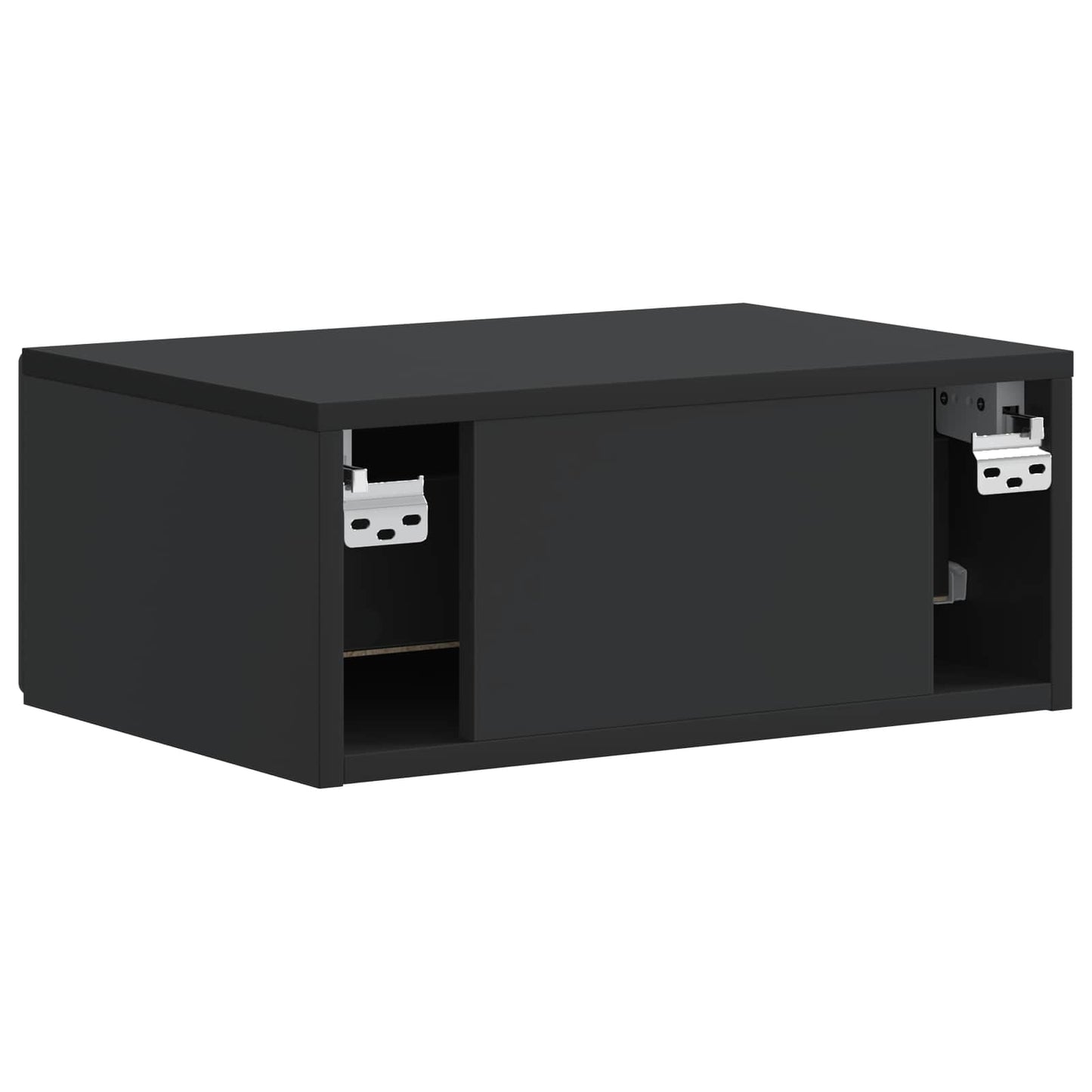 vidaXL Wall-Mounted Bedside Cabinet Black 49 x 34.5 x 20 cm