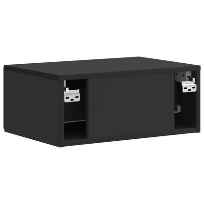 vidaXL Wall-Mounted Bedside Cabinet Black 49 x 34.5 x 20 cm