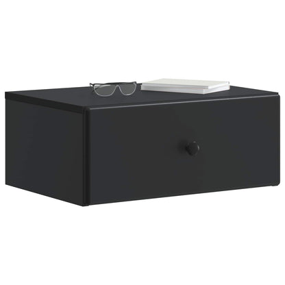 vidaXL Wall-Mounted Bedside Cabinet Black 49 x 34.5 x 20 cm