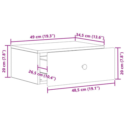 vidaXL Wall-Mounted Bedside Cabinet Black 49 x 34.5 x 20 cm