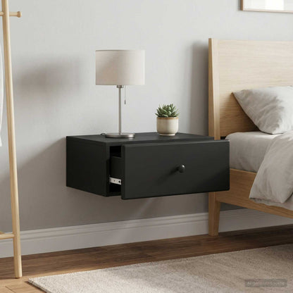 vidaXL Wall-Mounted Bedside Cabinet 2 pcs Black 49 x 34.5 x 20 cm