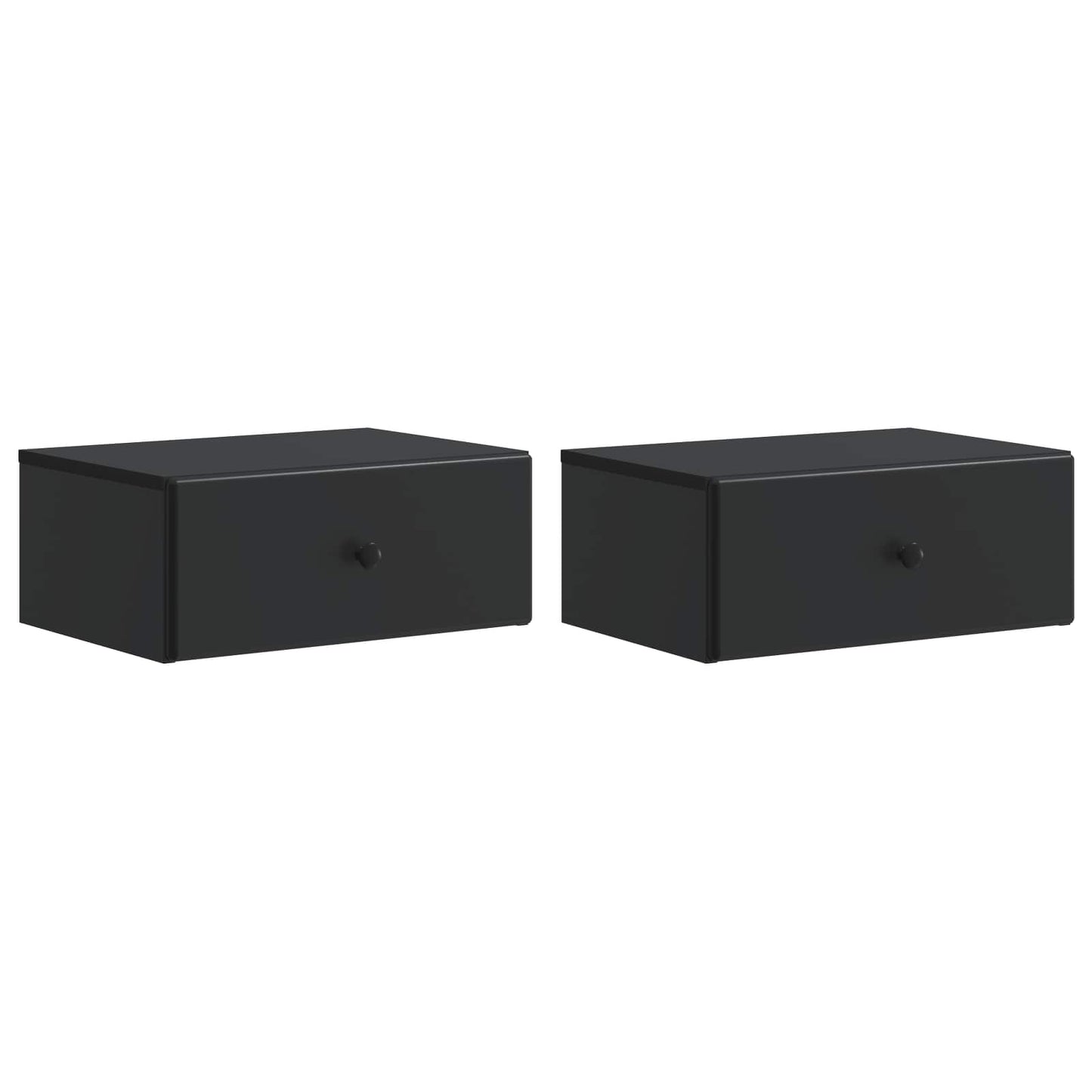 vidaXL Wall-Mounted Bedside Cabinet 2 pcs Black 49 x 34.5 x 20 cm