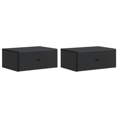 vidaXL Wall-Mounted Bedside Cabinet 2 pcs Black 49 x 34.5 x 20 cm