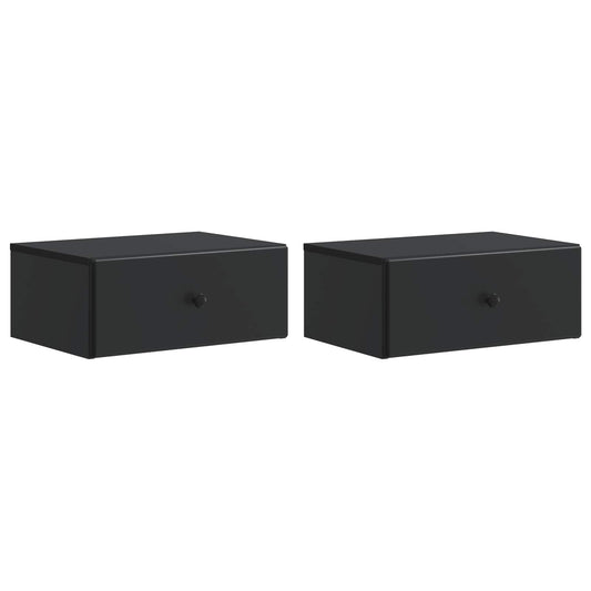 vidaXL Wall-Mounted Bedside Cabinet 2 pcs Black 49 x 34.5 x 20 cm