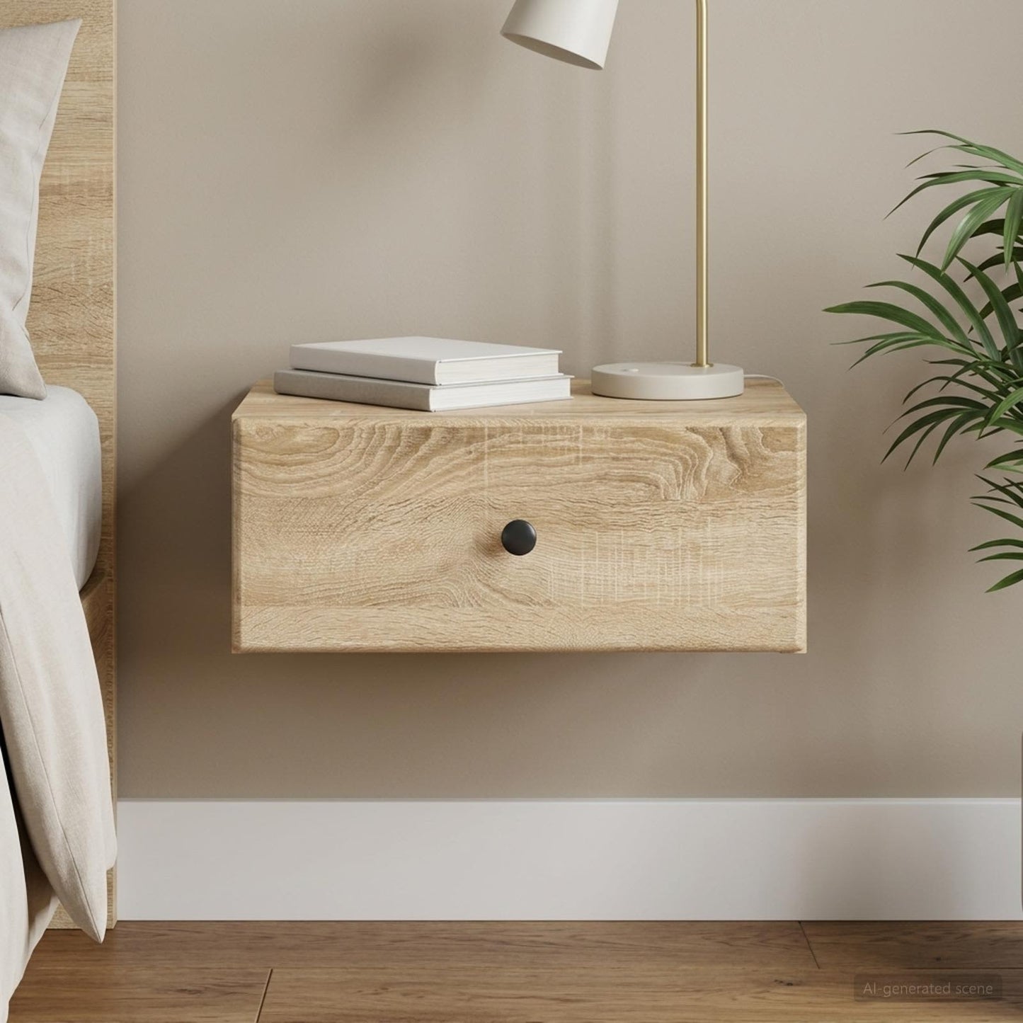 vidaXL Wall-Mounted Bedside Cabinet Sonoma Oak 49 x 34.5 x 20 cm