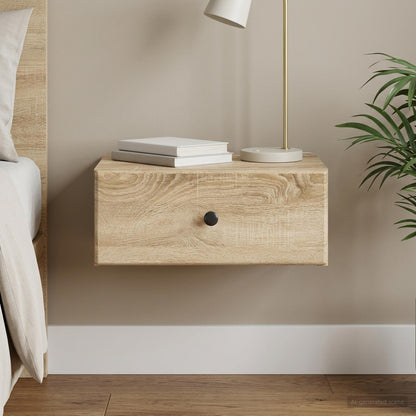vidaXL Wall-Mounted Bedside Cabinet Sonoma Oak 49 x 34.5 x 20 cm